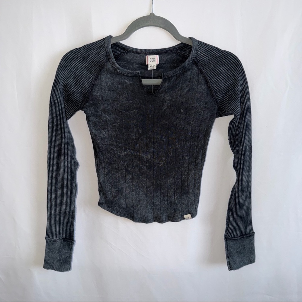 UO BDG Charcoal Distressed Knit Top